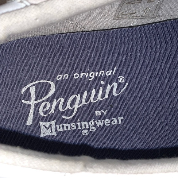 Original Penguin Mens Sz 12 Sneakers White Red/Blue Stripes Canvas Leather - Picture 9 of 9